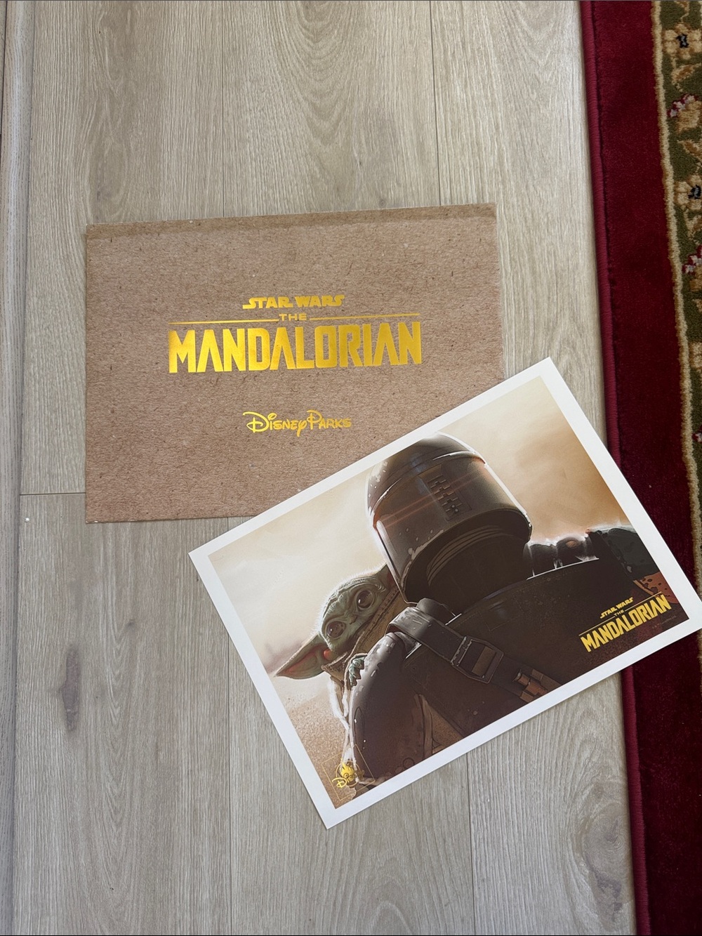 Disney The Mandalorian Brown Doormat with Gold Logo and Matching Art Print